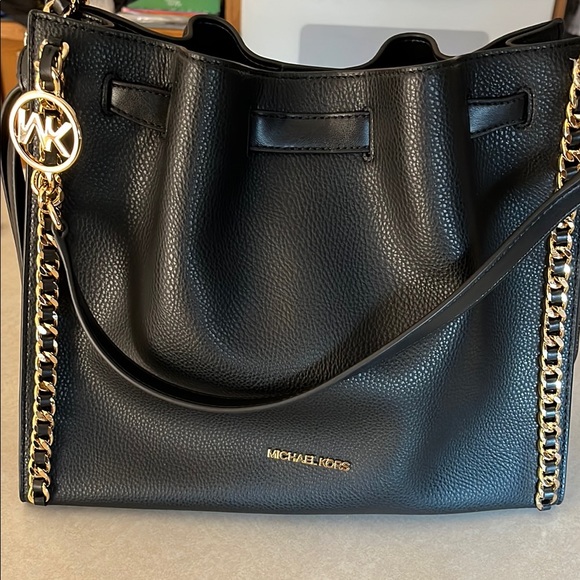 Michael Kors Handbags - Michael Kors Black and Gold Structured Shoulder Bag